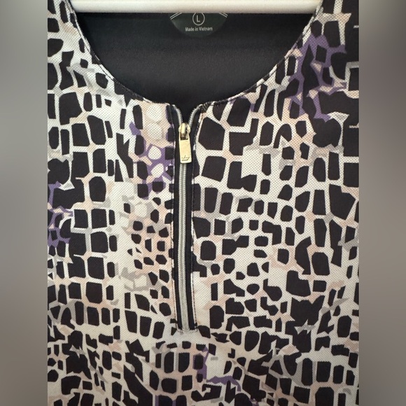 Bolle Grey Purple and White Patterned Athletic Top and Skort Set large - Picture 2 of 7